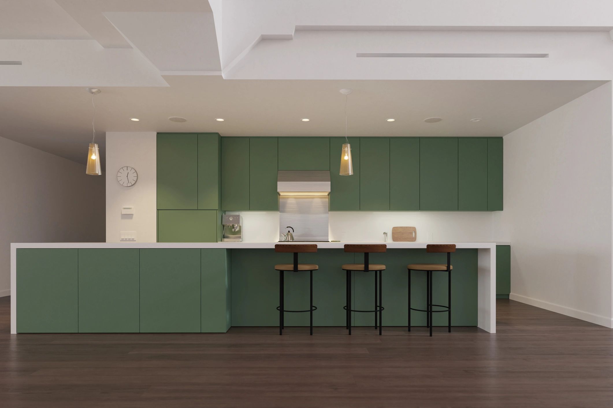 Modern kitchen with island and coordinated cabinetry