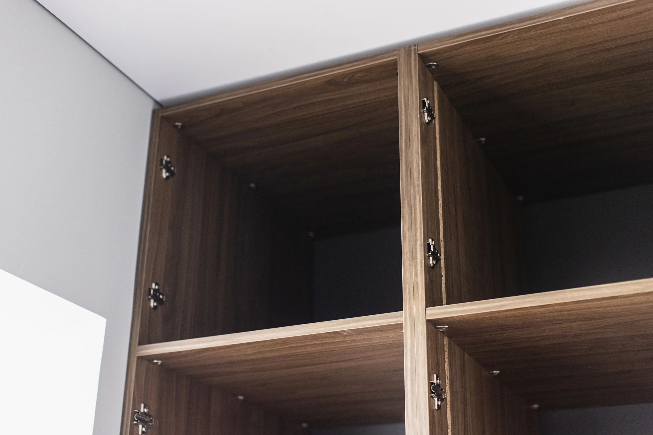Cabinet shelving detail during assembly
